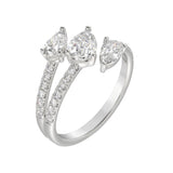 LADIES RING 1 1/4CT ROUND/PEAR DIAMOND 18K WHITE GOLD