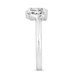 LADIES RING 1.00CT EMERALD/PEAR DIAMOND 18K WHITE GOLD