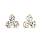 LADIES EARRINGS 1.00CT ROUND DIAMOND 18K YELLOW GOLD