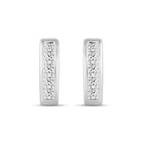 LADIES HOOPS EARRINGS 1.00CT PRINCESS DIAMOND 14K WHITE GOLD