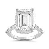 LADIES RING 8 3/4CT ROUND/EMERALD/MARQUISE DIAMOND 14K WHITE GOLD (CENTER STONE EMERALD DIAMOND 8.00CT)