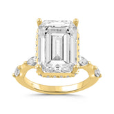 LADIES RING 8 3/4CT ROUND/EMERALD/MARQUISE DIAMOND 14K YELLOW GOLD (CENTER STONE EMERALD DIAMOND 8.00CT)