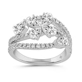 LADIES RING 1 1/2CT ROUND/PEAR DIAMOND 14K WHITE GOLD
