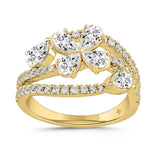 LADIES RING 1 1/2CT ROUND/PEAR DIAMOND 14K YELLOW GOLD