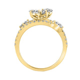 LADIES RING 1 1/2CT ROUND/PEAR DIAMOND 14K YELLOW GOLD