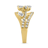 LADIES RING 1 1/2CT ROUND/PEAR DIAMOND 14K YELLOW GOLD