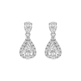 14K WHITE GOLD 1.00CT ROUND/PEAR DIAMOND LADIES EARRING