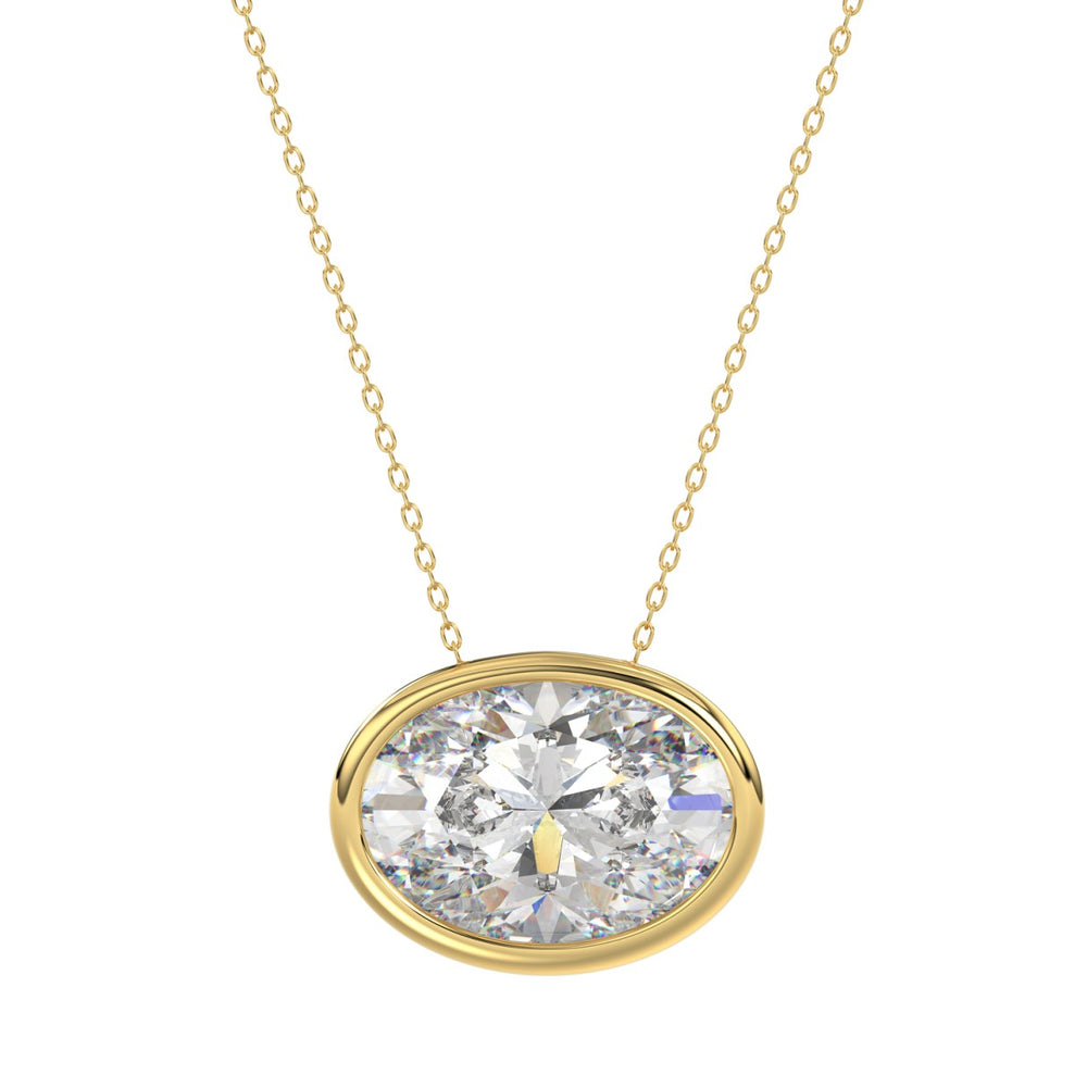 LADIES SOLITAIRE PENDANT 3.00CT OVAL DIAMOND 14K YELLOW GOLD