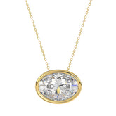 LADIES SOLITAIRE PENDANT 3.00CT OVAL DIAMOND 14K YELLOW GOLD