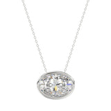 LADIES SOLITAIRE PENDANT 2CT OVAL DIAMOND 14K WHITE GOLD