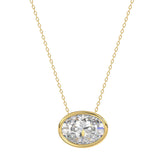 LADIES SOLITAIRE PENDANT 1CT OVAL DIAMOND 14K YELLOW GOLD