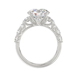 LADIES BRIDAL RING 4.75CT ROUND/EMERALD DIAMOND 14K WHITE GOLD (CENTER STONE ROUND DIAMOND 3.00CT)