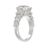 LADIES BRIDAL RING 4.75CT ROUND/EMERALD DIAMOND 14K WHITE GOLD (CENTER STONE ROUND DIAMOND 3.00CT)