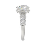 LADIES BRIDAL RING 4.75CT ROUND/EMERALD DIAMOND 14K WHITE GOLD (CENTER STONE ROUND DIAMOND 3.00CT)