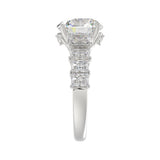 LADIES BRIDAL RING 4.75CT ROUND/EMERALD DIAMOND 14K WHITE GOLD (CENTER STONE ROUND DIAMOND 3.00CT)