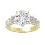 LADIES BRIDAL RING 4.75CT ROUND/EMERALD DIAMOND 14K YELLOW GOLD (CENTER STONE ROUND DIAMOND 3.00CT)
