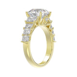 LADIES BRIDAL RING 4.75CT ROUND/EMERALD DIAMOND 14K YELLOW GOLD (CENTER STONE ROUND DIAMOND 3.00CT)