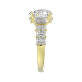 LADIES BRIDAL RING 4.75CT ROUND/EMERALD DIAMOND 14K YELLOW GOLD (CENTER STONE ROUND DIAMOND 3.00CT)