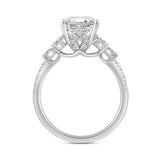 LADIES RING 3 3/4CT ROUND/MARQUISE DIAMOND 14K WHITE GOLD (CENTER STONE EMERALD DIAMOND 3.00CT)
