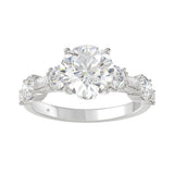 LADIES RING 3CT ROUND/BAGUETTE DIAMOND 14K WHITE GOLD (CENTER STONE ROUND DIAMOND 2.00CT)