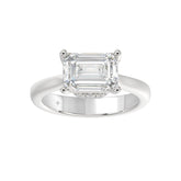 LADIES RING 3 1/4CT ROUND/EMERALD DIAMOND 14K WHITE GOLD (CENTER STONE EMERALD DIAMOND 3CT)