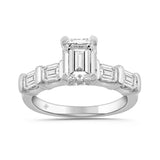 LADIES RING 3 1/4CT ROUND/EMERALD DIAMOND 14K WHITE GOLD (CENTER STONE EMERALD DIAMOND 2.00CT)