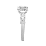 LADIES RING 3 1/4CT ROUND/EMERALD DIAMOND 14K WHITE GOLD (CENTER STONE EMERALD DIAMOND 2.00CT)