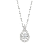 LADIES DANCING DIAMOND PENDANT WITH CHAIN 3/4CT ROUND DIAMOND 14K WHITE GOLD (CENTER STONE PEAR DIAMOND 1/2CT)
