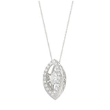LADIES DANCING DIAMOND PENDANT WITH CHAIN 3/4CT ROUND/PEAR DIAMOND 14K WHITE GOLD (CENTER STONE PEAR DIAMOND 1/2CT)