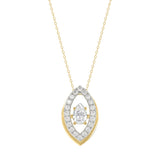 LADIES DANCING DIAMOND PENDANT WITH CHAIN 3/4CT ROUND/PEAR DIAMOND 14K YELLOW GOLD (CENTER STONE PEAR DIAMOND 1/2CT)