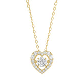 LADIES DANCING DIAMOND PENDANT WITH CHAIN 3/4CT ROUND DIAMOND 14K YELLOW GOLD (CENTER STONE ROUND DIAMOND 1/2CT)