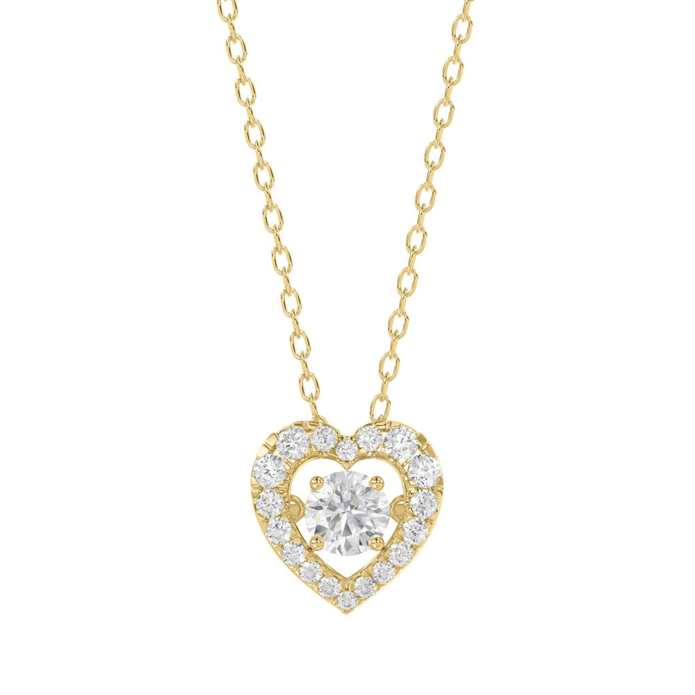 LADIES DANCING DIAMOND PENDANT WITH CHAIN 3/4CT ROUND DIAMOND 14K YELLOW GOLD (CENTER STONE ROUND DIAMOND 1/2CT)