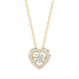 LADIES DANCING DIAMOND PENDANT WITH CHAIN 3/4CT ROUND DIAMOND 14K YELLOW GOLD (CENTER STONE ROUND DIAMOND 1/2CT)