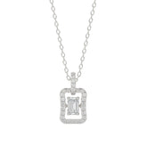 LADIES DANCING DIAMOND PENDANT WITH CHAIN 3/4CT ROUND/EMERALD DIAMOND 14K WHITE GOLD (CENTER STONE EMERALD DIAMOND 1/2CT)