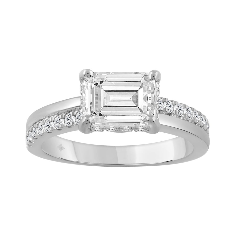 14K WHITE GOLD 2 1/3CT ROUND/EMERALD DIAMOND LADIES RING (CENTER STONE EMERALD DIAMOND 2.00CT)