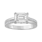 14K WHITE GOLD 2 1/3CT ROUND/EMERALD DIAMOND LADIES RING (CENTER STONE EMERALD DIAMOND 2.00CT)