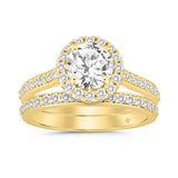 LADIES BRIDAL SET 3CT ROUND DIAMOND 14K YELLOW GOLD (CENTER STONE ROUND DIAMOND 2CT)