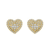LADIES EARRINGS 0.50CT ROUND/BAGUETTE DIAMOND 14K YELLOW GOLD