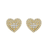 LADIES EARRINGS 0.50CT ROUND/BAGUETTE DIAMOND 14K YELLOW GOLD