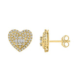 LADIES EARRINGS 0.50CT ROUND/BAGUETTE DIAMOND 14K YELLOW GOLD