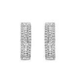 LADIES HOOP EARRINGS 0.50CT ROUND/BAGUETTE DIAMOND 14K WHITE GOLD