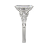 Luxury 14K White Gold Ladies Diamond Ring 4.00CT Round, Emerald & Baguette Diamonds with 3.00CT Emerald Center stone (Color F-G -Clarity VS1/VS2)