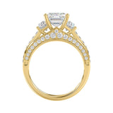Luxury 14K Yellow Gold Ladies Diamond Ring 4.00CT Round, Emerald & Baguette Diamonds with 3.00CT Emerald Center stone (Color F-G -Clarity VS1/VS2)