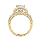 Luxury 14K Yellow Gold Ladies Diamond Ring 4.00CT Round, Emerald & Baguette Diamonds with 3.00CT Emerald Center stone (Color F-G -Clarity VS1/VS2)