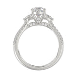 Ladies 14K White Gold ladies Ring Featuring Round Half-Moon & Baguette Diamonds 3.00CT Oval Center stone (Color F-G -Clarity VS1/VS2)