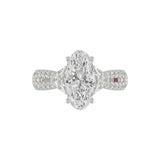 21K PLATINUM LADIES RING WITH 3.00CT ROUND/OVAL/HALF MOON/BAGUETTE DIAMONDS (CENTER STONE OVAL DIAMOND 2CT)