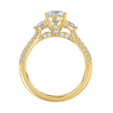 Ladies 14K Yellow Gold ladies Ring Featuring Round, Half-Moon & Baguette Diamonds 3.00CT Oval Center stone (Color F-G -Clarity VS1/VS2)