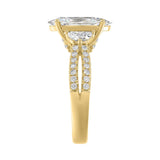 Ladies 14K Yellow Gold ladies Ring Featuring Round, Half-Moon & Baguette Diamonds 3.00CT Oval Center stone (Color F-G -Clarity VS1/VS2)