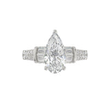 LADIES RING 2.75CT ROUND DIAMOND PEAR DIAMOND BAGUETTE DIAMOND WHITE PLATINUM (CENTER STONE PEAR DIAMOND 2CT)