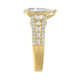 Luxury 14K Yellow Gold Ladies Diamond Ring 2 3/4CT Round Pear & Baguette Diamonds with 2.00CT Pear Center stone (Color F-G -Clarity VS1/VS2)